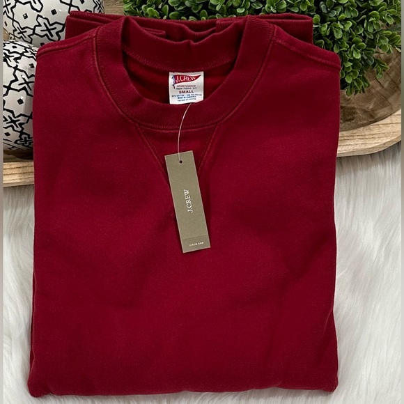 NWT J. Crew Sportswear Crewneck Mens Size S Sweatshirt Burgundy(Heritage Fleece) - Picture 2 of 11